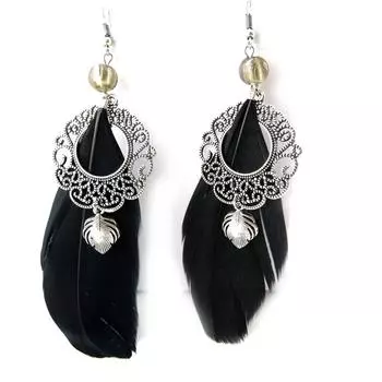 Les Trsors De Lily [N1023] - Черные дизайнерские серьги «Шайенны»