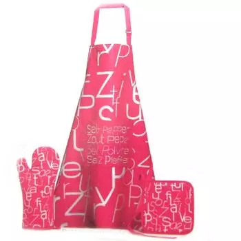 Les Trsors De Lily [N1272] - Фартук цвета фуксии Pepper and Salt (фартук + прихватка + перчатка)