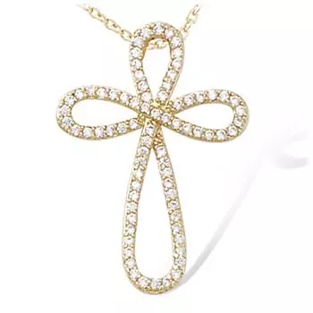 Les Trsors De Lily [N1551] - Подвеска Крест из белого золота с позолотой - 25x18 мм