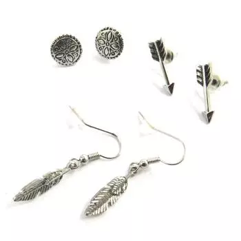 Les Trsors De Lily [N1788] — 3 пары серебряных серег «Навахо».