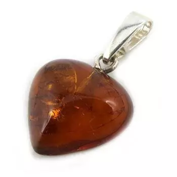 Les Trsors De Lily [N1941] - Серебряный кулон ручной работы «Любовь», Янтарь - 16x15 мм