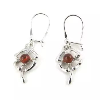 Les Trsors De Lily [N1953] - Серебряные серьги-гвоздики Amber Clover (родированное покрытие) - 20x10 мм