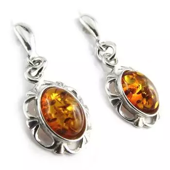 Les Trsors De Lily [N1955] - Серебряные серьги Вдохновение из янтаря (родированное покрытие) - 25x10 мм