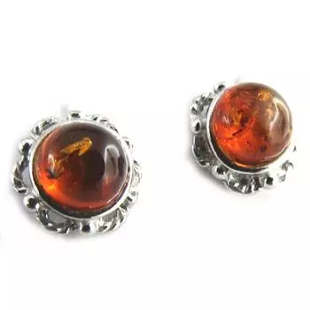 Les Trsors De Lily [N1985] - Коньячный янтарь (родий) Серебряные серьги Inspiration - 8 мм