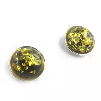 Les Trsors De Lily [N1987] - Зеленый янтарь (родий) Серебряные серьги Inspiration - 8 мм