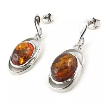 Les Trsors De Lily [N1995] - Серебряные серьги Вдохновение с янтарем (родированное покрытие) - 27x11 мм