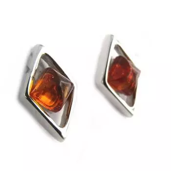 Les Trsors De Lily [N2159] - Серебряные серьги с коньячным янтарем (родий) Inspiration