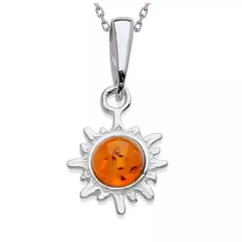 Les Trsors De Lily [N2193] - Серебряный кулон с янтарным солнцем (родий) - 11мм