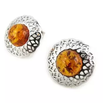 Les Trsors De Lily [N2232] - Серебряные серьги Inspiration с коньячным янтарем (родированное покрытие)