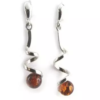 Les Trsors De Lily [N2237] - Серебряные серьги Вдохновение с янтарем (родированное покрытие) - 36x8 мм