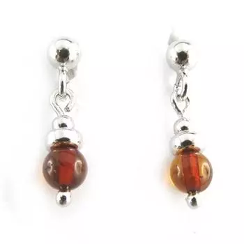 Les Trsors De Lily [N2250] - Серебряные серьги Вдохновение с янтарем (родированное покрытие) - 20x5 мм