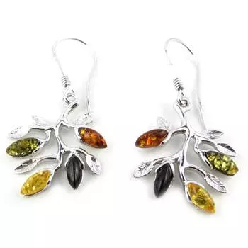 Les Trsors De Lily [N2254] - Серебряные серьги Вдохновение 3 янтаря (родий) - 62x5 мм