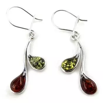 Les Trsors De Lily [N2257] - Silver Sleepers Inspiration зеленый коньячный янтарь (родиевое покрытие) - 27x8 мм