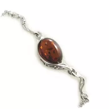 Les Trsors De Lily [N2296] - Серебряный браслет Вдохновение коньячный янтарь (родий) - 12x8 мм