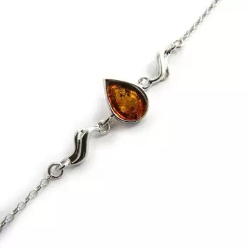 Les Trsors De Lily [N2300] - Серебряный браслет Вдохновение коньячный янтарь (родий) - 15x11 мм