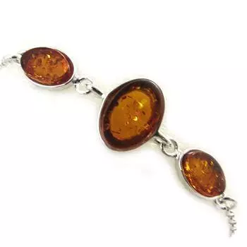 Les Trsors De Lily [N2510] - Серебряный браслет Вдохновение коньячный янтарь (родий) - 13x9 мм