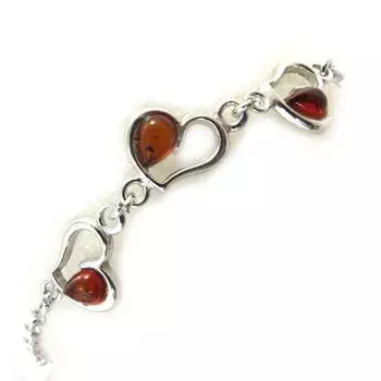 Les Trsors De Lily [N2512] - Серебряный браслет Love из коньячного янтаря (родированное покрытие) - 10 мм