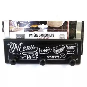 Les Trsors De Lily [N2696] - Черный деревянный крючок Bistrot (3 крючка).