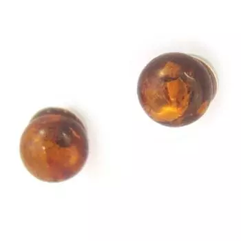 Les Trsors De Lily [N2783] - Коньячный янтарь (родий) Серебряные серьги Inspiration - 5 мм