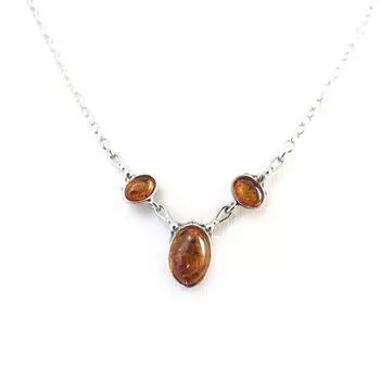 Les Trsors De Lily [N2792] - Серебряное колье Inspiration из коньячного янтаря (с родиевым покрытием) - 12x8 мм