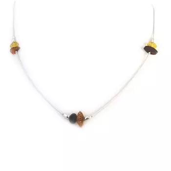 Les Trsors De Lily [N2822] - Колье Вдохновение из коньяка и медового янтаря (родированное покрытие) - 11x5 мм