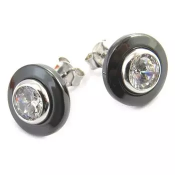 Les Trsors De Lily [N2996] - Серебряные серьги Сисси белая черная керамика