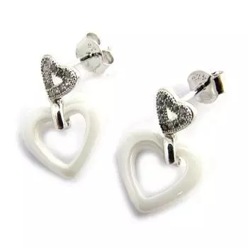 Les Trsors De Lily [N3025] - Серебряно-белые серьги Love (керамика)
