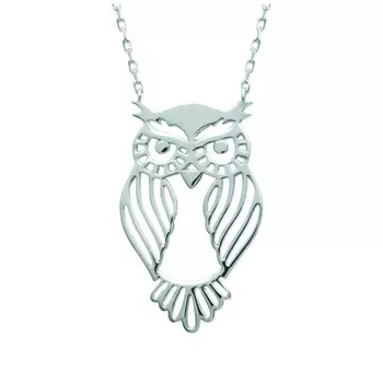 Les Trsors De Lily [N3038] - Collier Argent Chouette argent (rhodi) - 30x18 mm