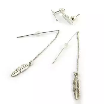 Les Trsors De Lily [N3640] - 2 пары серебряных серег Navajos (перья).