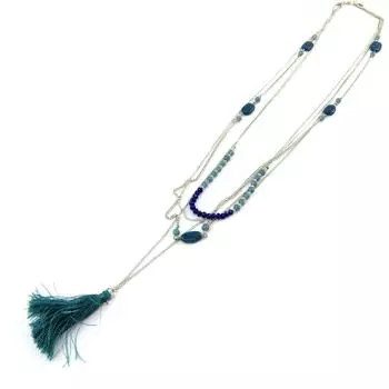 Les Trsors De Lily [N3957] - Дизайнерское длинное колье из серебряной бирюзы Алтай