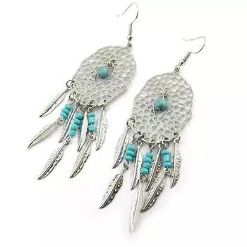 Les Trsors De Lily [N5022] - Серебряные бирюзовые дизайнерские серьги «Навахо»