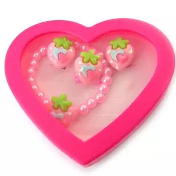 Les Trsors De Lily [N5065] - Комплект Клубника розово-зеленый (браслет-кольцо-серьги)