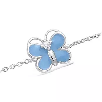 Les Trsors De Lily [N5374] - Серебряный браслет Бабочки серебристо-голубой (родированное покрытие) - 9x9 мм