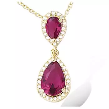 Les Trsors De Lily [N5404] - Ожерелье Sissi с позолоченными рубинами - 25x9 мм