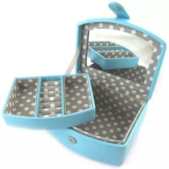 Les Trsors De Lily [N5758] - Серая бирюзовая шкатулка для драгоценностей So British (маленькие точки) - 16. 3x12. 7х7. 5см