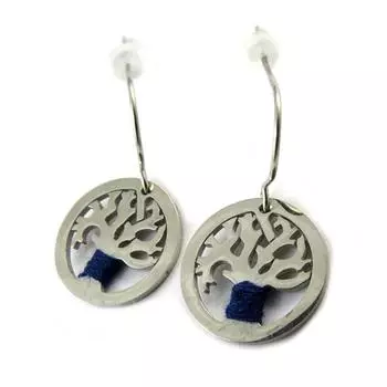 Les Trsors De Lily [N6285] - Серьги из стали Древо жизни серо-голубой - 15 мм