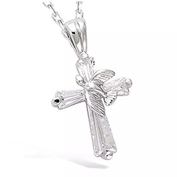 Les Trsors De Lily [N6806] - Серебряно-белый кулон «Крест» - 17x12 мм