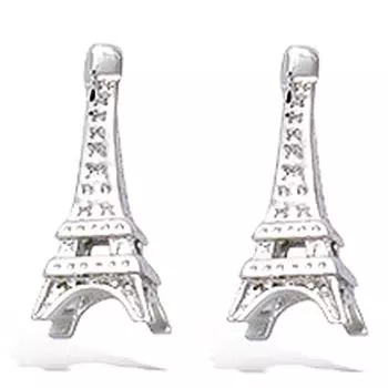 Les Trsors De Lily [N6891] - Посеребренные (родий) серебряные серьги «Эйфелева башня» - 13x5 мм