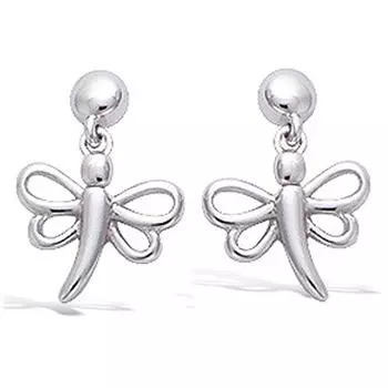 Les Trsors De Lily [N6894] - Серебряные серьги Стрекоза серебро (родий) - 15x10 мм