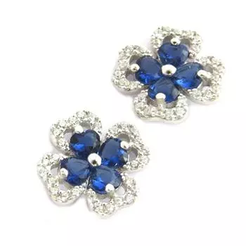 Les Trsors De Lily [N6905] - Серебряные серьги с белым сапфиром (родием) 4 Leaf Clover