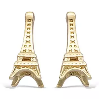 Les Trsors De Lily [N6910] - Boucles plaqu or Tour Eiffel dor - 13x5 mm