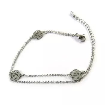 Les Trsors De Lily [N7025] - Серебристо-серый двойной дизайнерский браслет Rosa Romantica