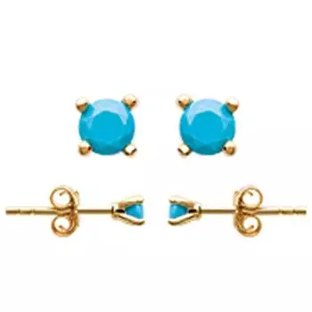 Les Trsors De Lily [N7127] - Серьги Essentiel с золотой бирюзой - 3 мм