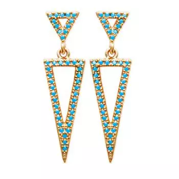 Les Trsors De Lily [N7142] - Золотые бирюзовые серьги Навахо (треугольники)