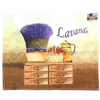 Les Trsors De Lily [N7960] - Дизайнерское кухонное полотенце Лаванда фиолетово-зеленое коричневое - 57x46. 5 см