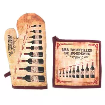 Les Trsors De Lily [N7962] - Набор перчатка + прихватка Les Bouteilles de Bordeaux коричневый