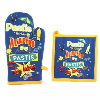 Les Trsors De Lily [N7963] - Набор перчатка + прихватка Pastis de Marseille сине-желтый