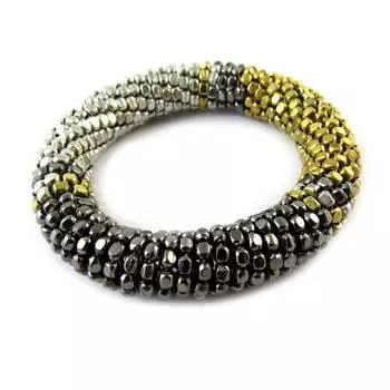 Les Trsors De Lily [N8088] - фантазийный трехцветный браслет «Килиманджаро» (серо-серебристо-золотой)