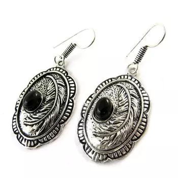 Les Trsors De Lily [N8293] - Серебристо-черные серьги Навахо