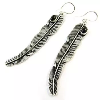 Les Trsors De Lily [N8298] - Серебристо-черные серьги Навахо